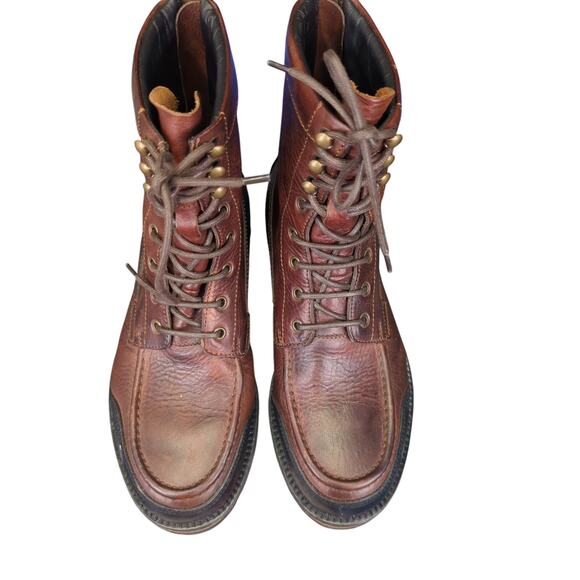 Belstaff Brown Leather‎ Moc Toe Boots Back Zip EU 42.5 Men's 8.5 Work Boots - Picture 4 of 9